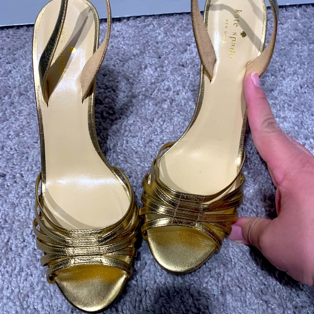 Kate Spade Gold Slingback Heels. Size 9 1/2